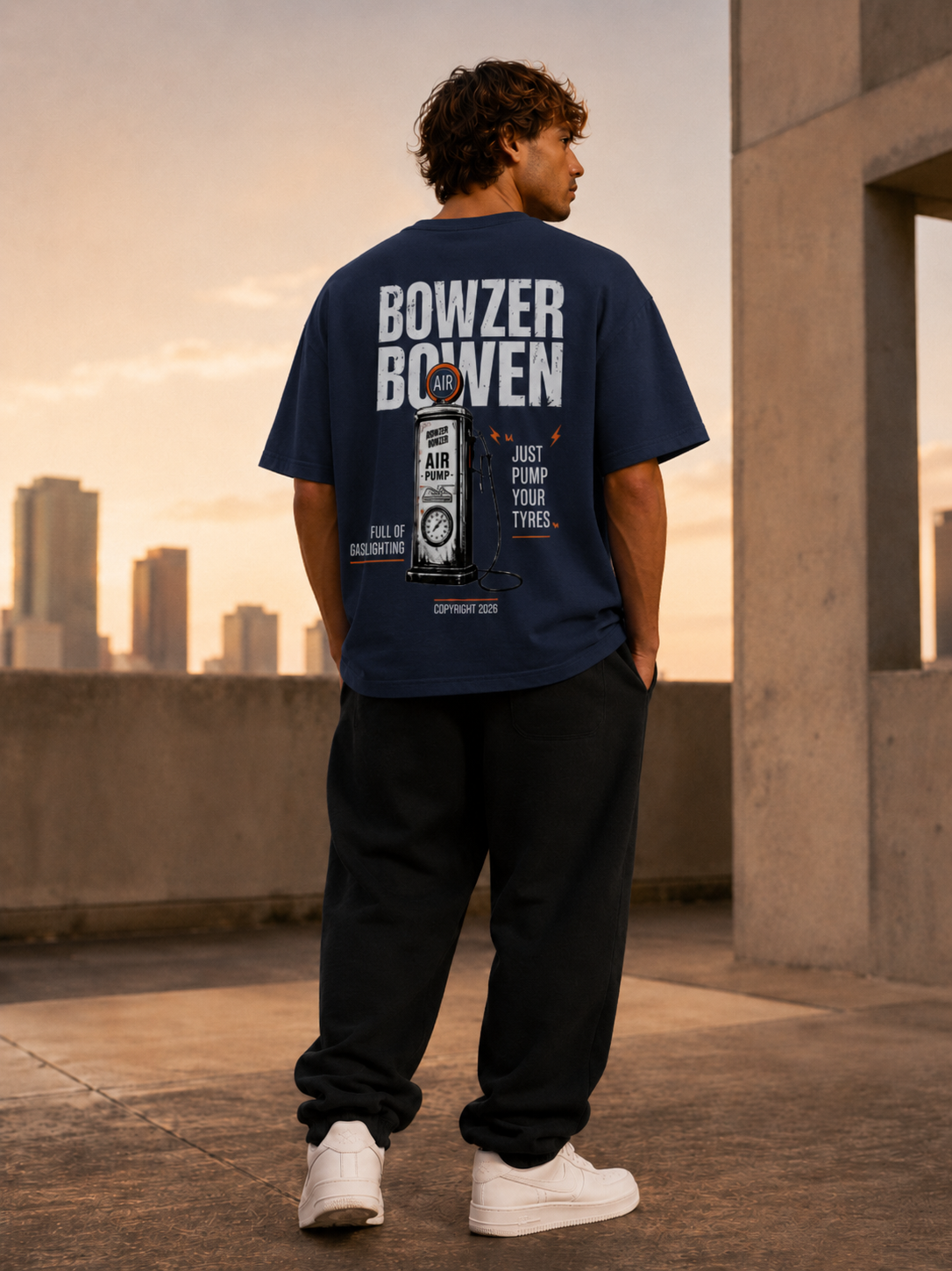 BOWZER BOWEN — Oversized UNISEX Tee - NAVY