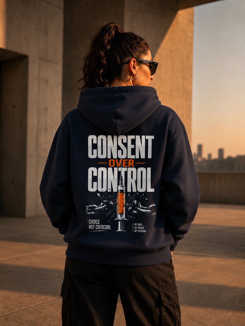 MY BODY MY CHOICE — Oversized UNISEX Hood - NAVY